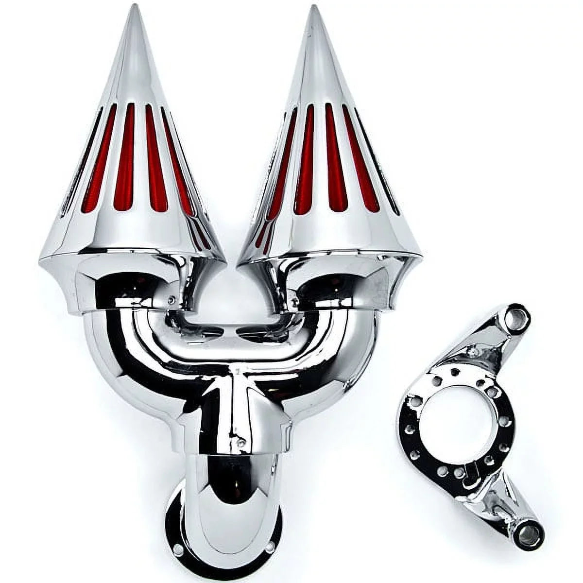 Krator Chrome Dual Spike Intake Air Cleaner Filter Kit Compatible with Harley-Davidson CVO Custom Applications