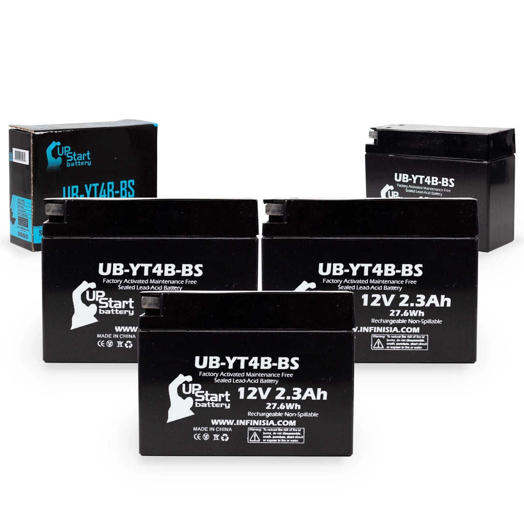 4-Pack UpStart Battery Replacement for 2015 Yamaha TTR110E 110CC Factory Activated, Maintenance Free, Motorcycle Battery - 12V, 2.3Ah, UB-YT4B-BS