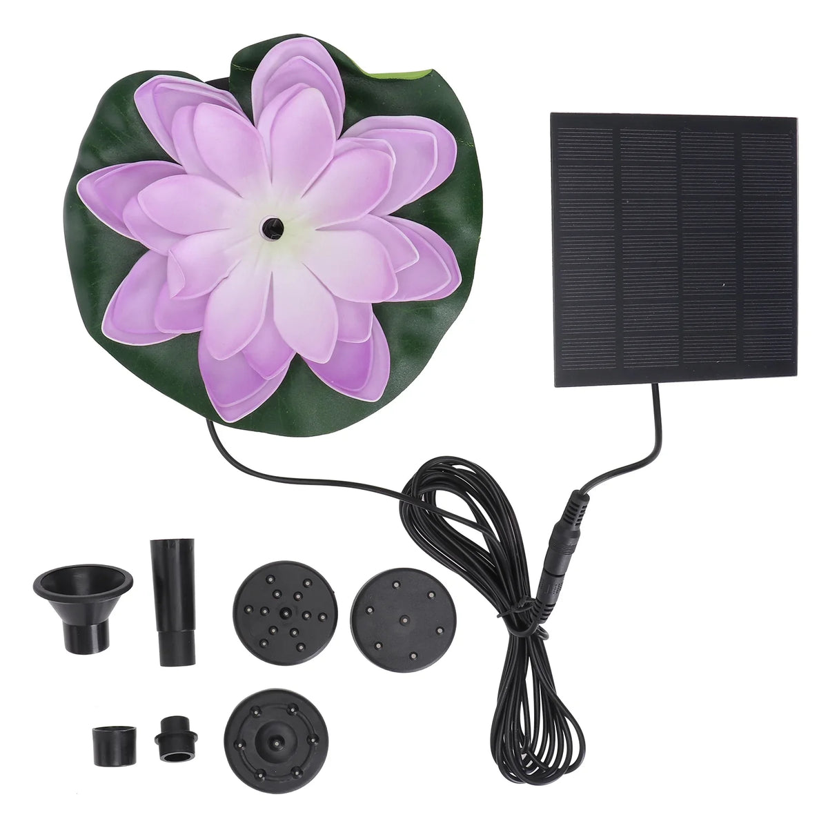 Gongxipen 1 Set Lotus Solar Fountain Outdoor Waterscape Fountain Pond Floating Fountain