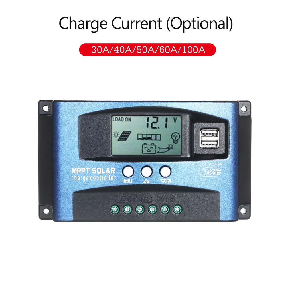 Dazzduo Controller,Dual USB Output LCD Screen Screen 5V/2A Solar Identification 5V/2A Dual Dual USB Solar Dual USB Solar USB Output 12V/24V 5V/2A Dual USB
