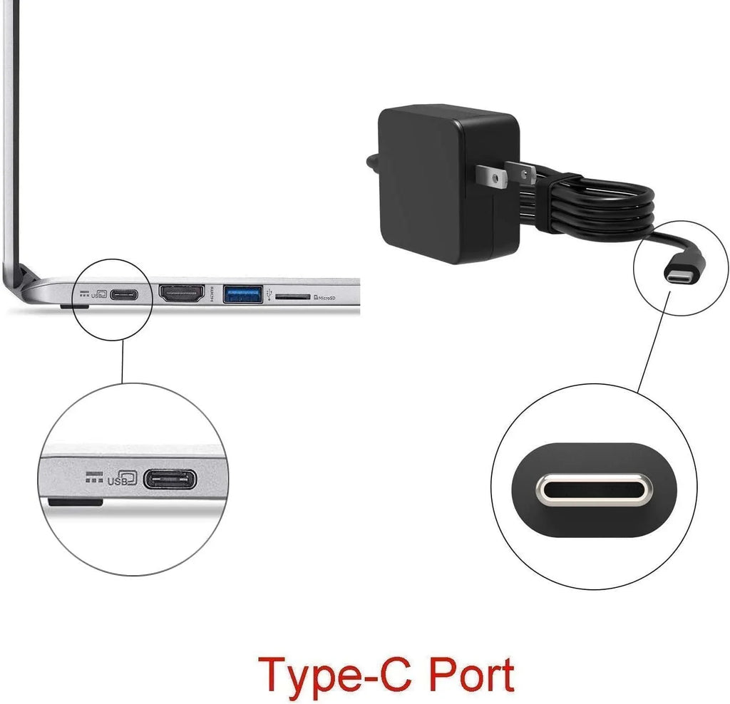 Guy-Tech Max 45W Charger Compatible with Latitude 7390 2-in-1 Type-c 20.0V 2.25A 1.5A Adapter Power supply