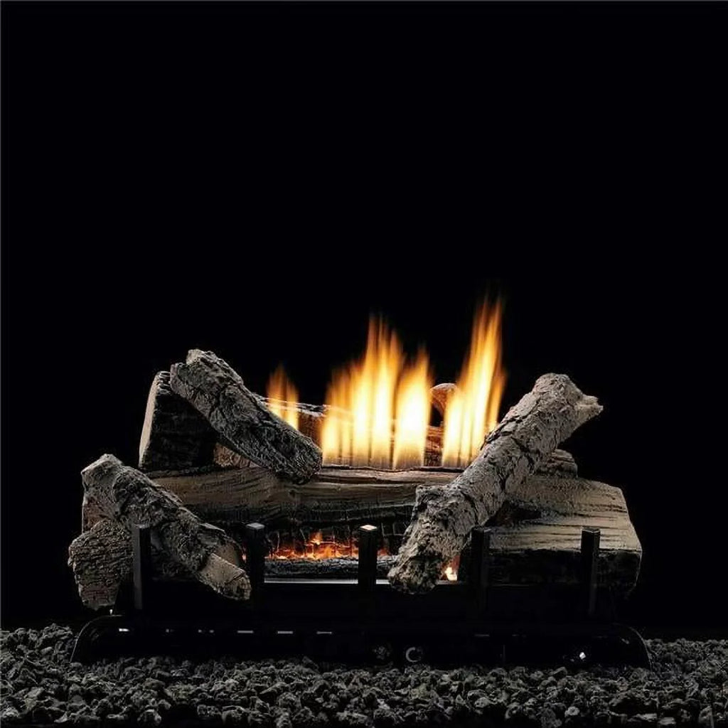 Empire 24 in. Manual Refractory Log Set with Vented & Vent-Free Burner, Natural Gas - 7 Piece