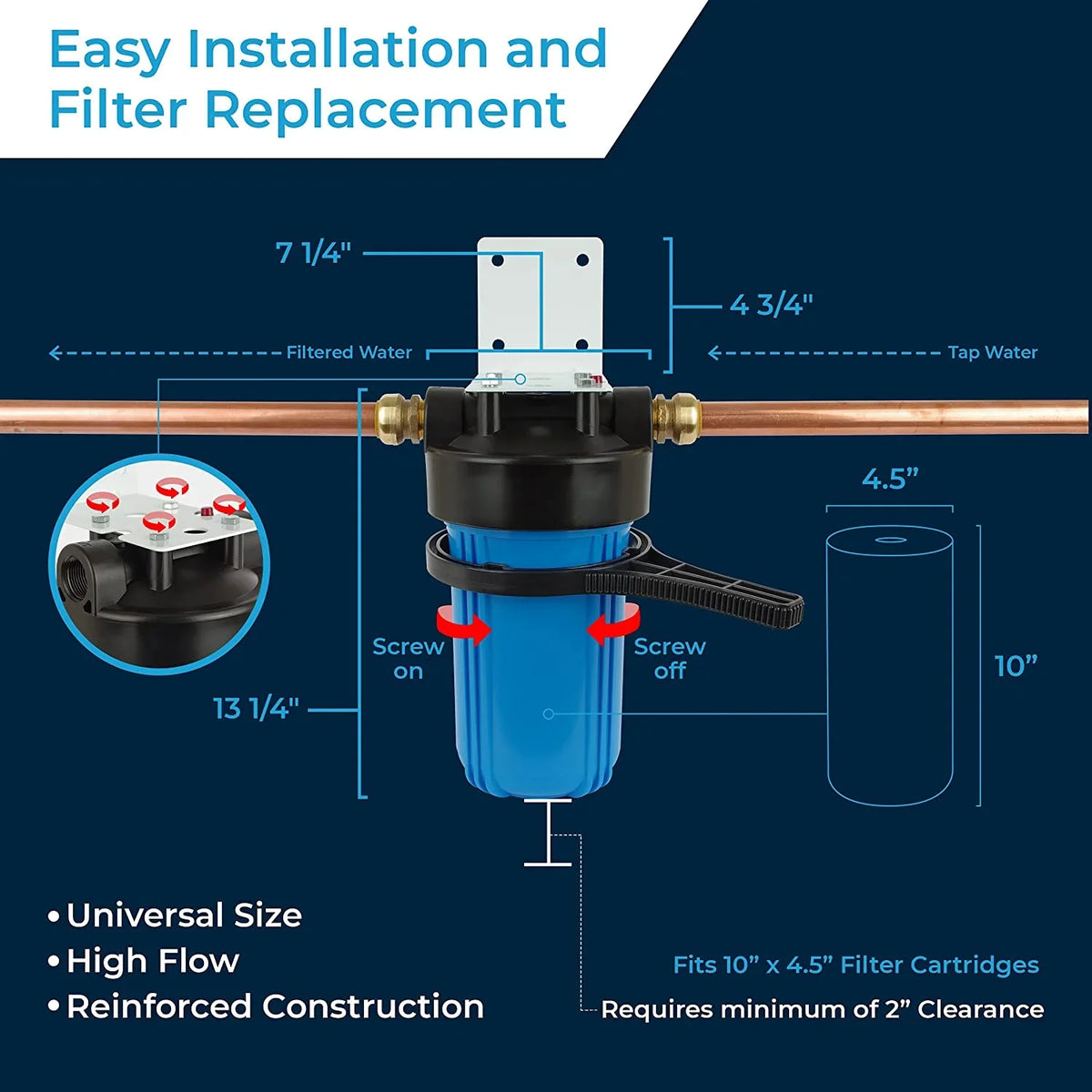 Water Filter Housing 10X4.5/10 Inch / X 4.5" / 10 BB / 150469, 1" NPT