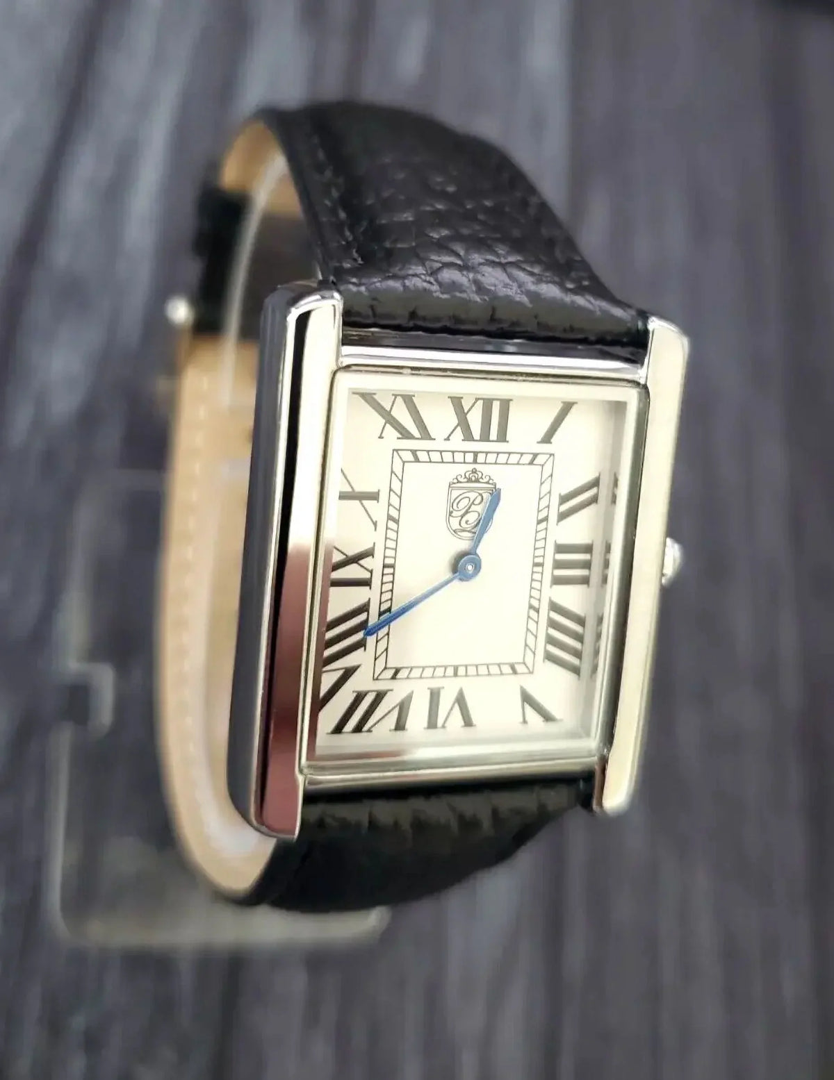 Vintage Swiss Style Classic Pierre Lucerne Louie Must Tank Mens Dress Watch Black Band